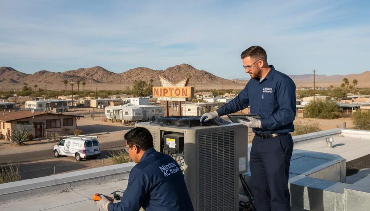 Professional AC repair technician servicing cooling unit in Las Vegas NV home