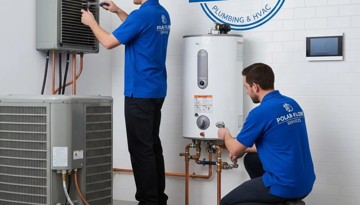 Technician performing AC repair and plumbing service in Las Vegas, NV